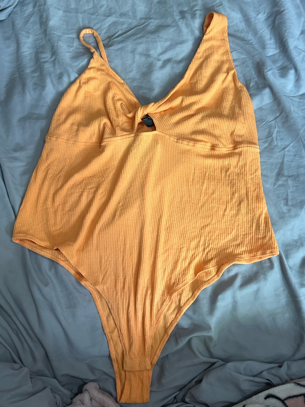 wild fable Yellow-Orange Ribbed Twist Front Bodysuit